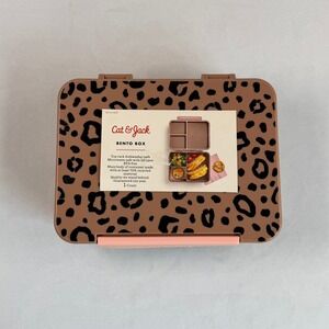 Cat & Jack Bento Box Leopard Print Brown Peach Divided Lunch Container